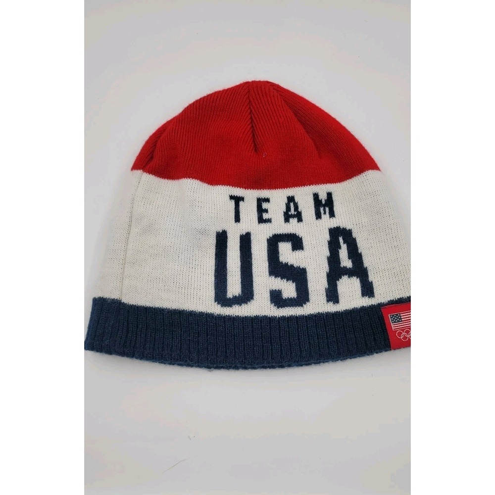 Team USA Olympic Beanie Knit Hat Red Wht Blue Flag  Ski Snow Cross Country Skate